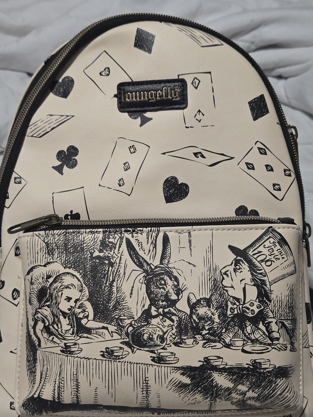 Loungefly Cream and Black Card Suit Mini Backpack